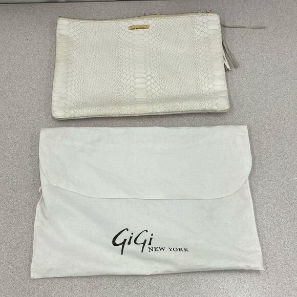 Gigi New York All In One Python-Embossed Clutch Bag large 13.5 x 9 - Picture 1 of 6